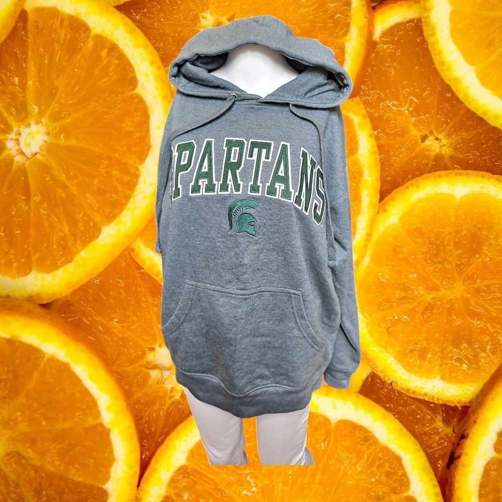 Old Varsity Brand Michigan State Spartans Green Pullover Hoodie Sweatshirt Med